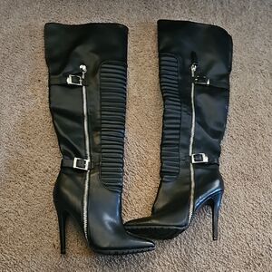 Black Knee-High Stiletto Boots